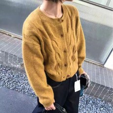 투니스 여성 단색 심플 긴소매 니트 가디건
