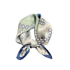 Tim & Tina Square 100% 멀베리 실크 53.3 x 53.3cm21 21인치 헤어 스카프 헤드 슬리핑 랩 새틴 헤드 S40 블루 및 그린 캐슈 169181