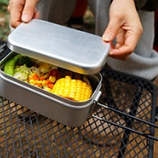 사각 도시락 알루미늄 캠핑 반합 1단 도시락 통 군용 손잡이 800ml, 2-캠핑반합-1000ml