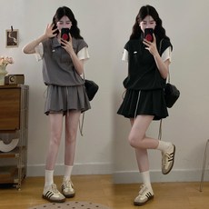 A2626_吸引力法則微胖大碼女休閑上衣 短褲時尚套裝