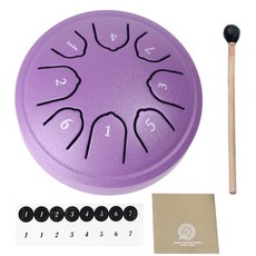 Miwayer 스틸 텅 드럼 - 11.4cm(4.5인치) 야외 정원용 8노트 레인 차임 음악 교육 캠핑 엔터테인먼트 명상 요가를 위한 차크라 드럼 - 라벤더