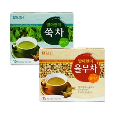 [조한스토어] 담터 발아현미 쑥차 15T + 발아현미 율무차 15T 묶음 스틱 분말, 1세트, 15g, 2박스, 15개입