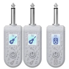 2.4G 무선 기타 시스템 기타 송신기 수신기 세트 충전식 오디오 송신기 수신기 기타 픽업 앰프, 01 China Mainland, 03 White One to one, 1개