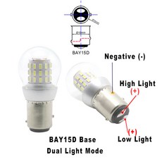 S25 P21W LED P21/5W 전구 6V 12V 24V 48V 조명 네비게이션 BAY15D 램프 주차 선박 소스 2개, BAY15D Dual Light, warm white_6-12VDC