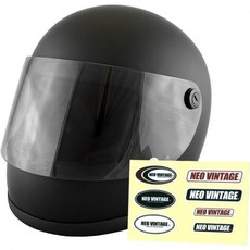 NEO 빈티지 VT-7 레트로 오토바이헬멧 풀페이스 L 59~60cm, L size, 무광 블랙 x 밝은 연기 쉴드