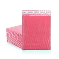 Koja 열 패딩 버블 우편물 50팩. 매우 두꺼운 패딩이 있는 고품질 배송 봉투 및 가방. 빠르고 쉬운 자체 밀봉 디자인. (실버 43.2 x 38.1cm(17 15인치), 핑크