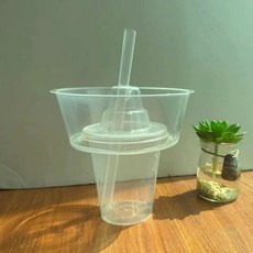 콜라 카페 음료 과일 디저트 팝콘 PP 컵 뚜껑 빨대 세트, 500ml PP 볼+360ml컵 50세트, 1개입, 1mg