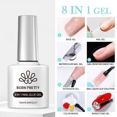 프리티 10ml 플로우 라이트 샤인 폴리쉬 화이트 울트라 소크 마그네틱 네일, 8IN1 Nail Glue, 1개