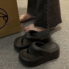 BROWMODA 여성 EVA 통굽 키높이 비치 샌들 발편한 경량 부드러운 쪼리 슬리퍼