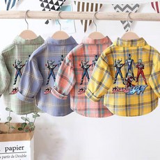 兒童外套 秋冬上新奧特曼衣服兒童襯衫春秋男童長袖襯衣中小童開衫卡通洋氣格子衫