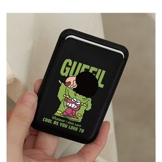 초록색 힙한 짱구 뒷모습 맥세이프 호환 가드지갑 갤럭시 아이폰, 1개, 블랙