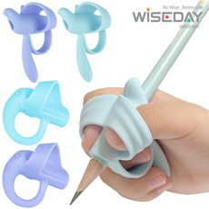 와이즈데이 유아 어린이 연필 글씨 교정기 [ 4P ] 연필잡는법 연필그립 (교정용), 1개, 04 코끼리+버드 (블루)