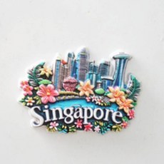 냉장고 자석 기념품 1개 싱가포르 여행 도시 풍경 H, Colorful Flowers