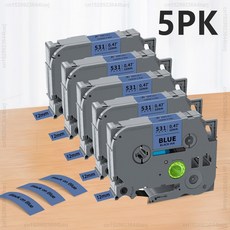 10PK 12MM TZE231 PTH110 프린터 라벨 BROTHER 335 테이프 631 131 흰색 231 호환 검정색, 5PK Bla on Blue