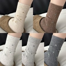 여성 중목양말 코튼 혼색 5켤레세트 컬러 스트라이프