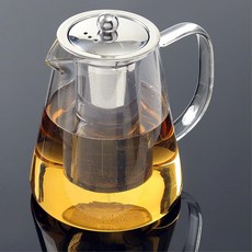 용량큰 차우리는 내열유리주전자 녹차 허브티 스텐거름망 포트 1.3L, 1개