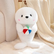海洋館紀念品抱球海豹毛絨公仔仿真海豚玩偶治癒系兒童生日禮物批, 25cm, 白海豹