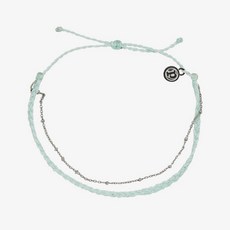 Pura Vida 美國手工銀色衛星湖水綠可調式腳鍊，精緻時尚，展現夏日清新風格, 1個