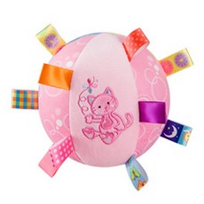 JoyBaby嬰兒玩具益智鈴鐺球，彩色標籤布球，練習抓握鈴鐺球, 1個, 貓咪