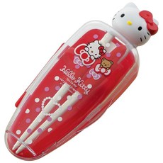 【東京速購】日本限定 HELLO KITTY 造型 學習筷 右手用 兒童幼兒餐具 (附外出盒), 1個, 粉