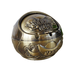 龍龜造型復古菸灰缸，精緻雕刻合金材質桌面擺飾，增添生活品味, 財神B款-古銅色, 1個