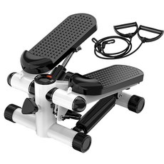 家用靜音踏步機 帶阻力繩與計數器 雙液壓阻力調節, 黑色