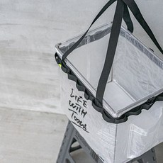 WHATNOT ONE TOUCH BUCKET 透明摺疊收納提籃【露營狼】露營收納好幫手，一鍵開合，方便攜帶, 透明, 1個