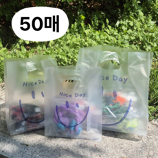 데이더봄 스마일 선물용 비닐 쇼핑백, 소형, 50개입