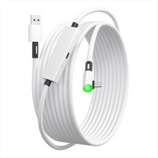 USB3.2 Gen1 VR 링크 케이블 Oculus Quest 3S 3 2/PICO Neo 3/PICO 4 VR 액세서리와 호환용 조명이 있는 고속 충전 VR 케이블, 1개, 하얀색