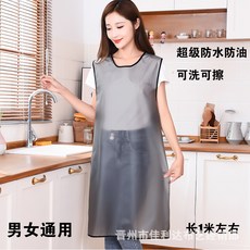 防水防油長袖圍裙男女透明免洗罩衣水產大碼加長工作服定製代發