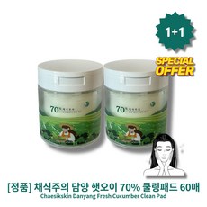 [정품] lHOTl lDAlNYANGl lFRESlHl lCUCUMlBERl lCLEAN PADl 채식주의 담양 햇오이 70% 쿨링패드 l열감쿨링l l수분진정l, 2개, 60매입