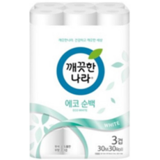 깨끗한나라 데코 에코순백 3겹 롤화장지, 30m, 30개입, 1개