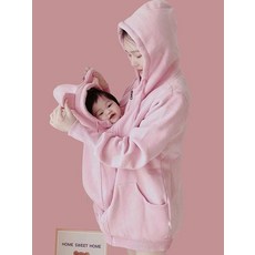 리치힐 아기띠 후드집업 캥거루 아우터 아기포대 방한 외출 워머 가을 겨울, 그레이 얇은버전