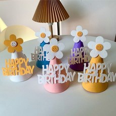 펠트 데이지 고깔모자 꼬깔모자 생일 파티 모자 kim+427SF, 화이트