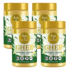 4th & Heart Original Grass-Fed Ghee Butter 포스앤하트 오리지널 그래스페드 정제 기버터 907g, 4개