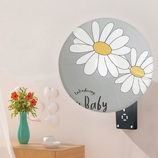 플라워 선풍기커버 벽걸이형 덮개 온풍기 선풍기 보관함, 벽걸이선풍기커버 하트플라워_블루