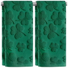 성 패트릭의 날 핸드 타월 3팩 그린 화이트 클로버 토끼풀 100% 면 장식 욕실 타월 세트 건조 청소 요리 일상용 34.5 x 74.1cm(13.7 x 29.5인치, Shamrock 3