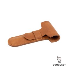 【CONQUEST】德國 Merkur 5006050 刮鬍刀收納皮套 棕色真皮皮套 適用Merkur、Muhle, 1個, 1