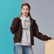에꼴리에 여자 가을이월 더블직 세미크롭 후드점퍼 25C1751