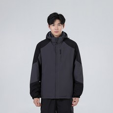 石墨烯保暖情侶款棉服 戶外沖鋒登山可卸帽工裝短款棉襖外套, 男款深灰