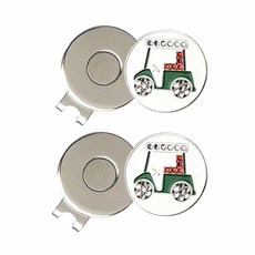 핀메이 크리스탈 골프 볼 마커 골프 모자 클립 세트 2팩, 2 GOLF CART, 2 GOLF CART, 1개