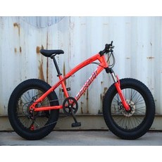 광폭타이어 팻자전거 바퀴큰 경량 타이어 펫자전거, 20inch, 7단, 오렌지레드 20인치