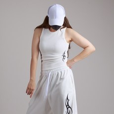 댄마샵 DMS 트라이벌 골지 미들 크롭 나시티 방송댄스복 줌바댄스복 에어로빅복 상의