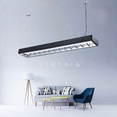 四方圓LED照明 金色年代 T8黑系寬型鋁格柵日光燈 2燈 4尺, 1個