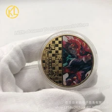 악마 슬레이어 기념 동전 Kamado Tanjirou Nezuko Charizard 컬렉션 장난감 클래식 골드 도금 어린이 생일, 06 Kamado Tanjirou, 01 빠른