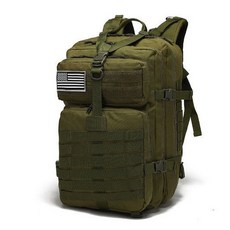 戶外戰術3P背包露營徒步登山包多功能大容量旅行防水軍迷彩雙肩包, ZE002 軍綠色 配美國貼