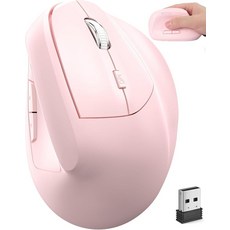 무선 마우스 인체 공학적 블루투스 및 USB 듀얼 모드 블루 수직 무소음 휴대용 멀티 장치 Ergo 손목 터널 마우스 맥/PC/노트북/컴퓨터/태블릿/아이패드/맥북 에어/프로 오, 무선 마우스 핑크 인체 공학적 (블루투스+USB) 듀얼, 핑크