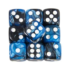 6면 주사위 세트 컬러 라운드 코너 큐브 PRG 파티 놀이 보드 교육 수학 16mm 10 개, 11 blue black-w