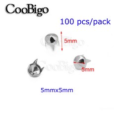 펑크 락 콘 리벳 스파이크 스터드 발톱 장식 가방 벨트 모자 부츠 팔찌 의류 가죽 공예 DIY 바느질 액세서리 100, 5x5mm Silver x100, 1개