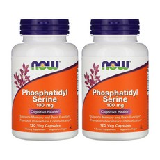 [1+1] Nowfood 나우푸드 포스파티딜세린 100mg 120정 베지캡슐 콜린 Choline 콜린타르타르산염 이노시톨 채식주의자 KOSHER 비건, 2개